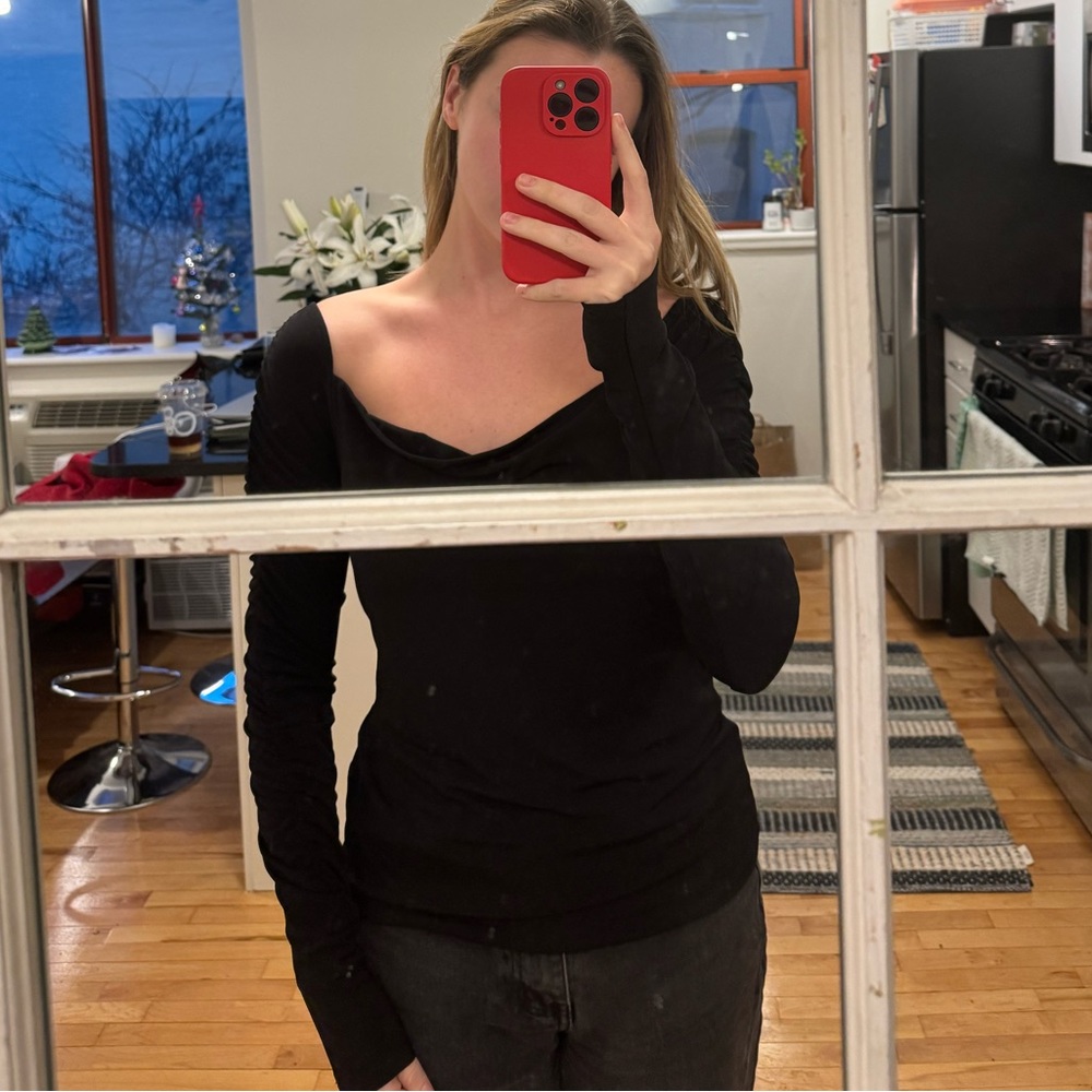 Black Spandex Long Sleeve Blouse